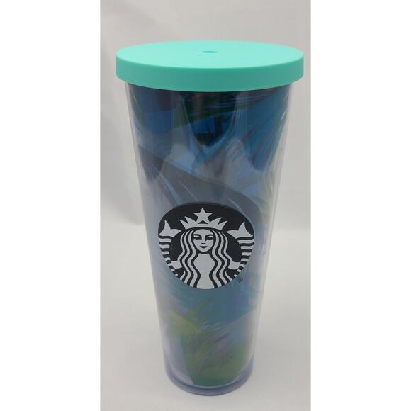 Starbucks 2014 Hawaii 24oz Tumbler Green Blue Palm Tree - Picture 5 of 5